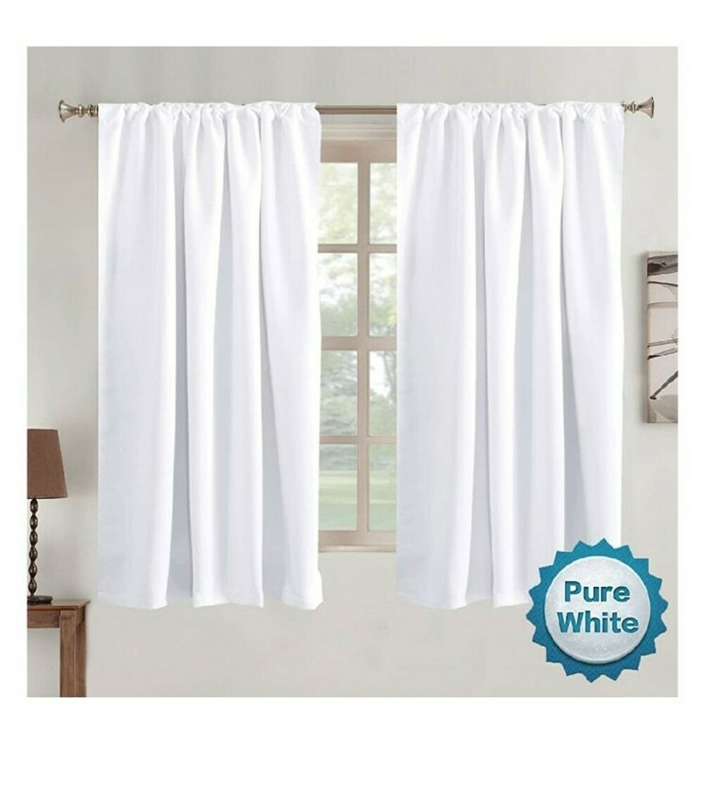 Turquoize Curtains White Curtains 52" W x 63" L Set Of 2 See Description